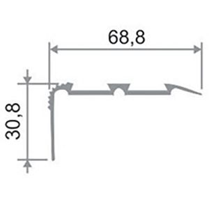 Алюминиевый угловой порог ПО 68х30 Серебро матовое