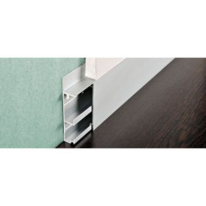 Плинтус алюминиевый белый Proskirting flat PKFLA 60-01 2м.