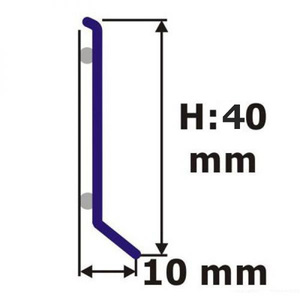 Плинтус алюминиевый, напольный, серебро матовое 40x10x3000