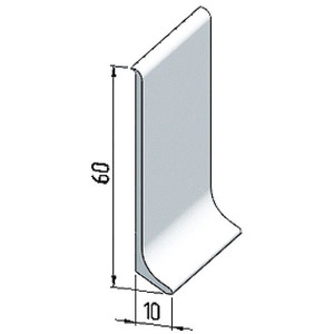 Плинтус алюминиевый, напольный, серебро глянец сатинированное 60x10x3000