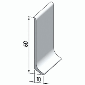 Плинтус алюминиевый, напольный, серебро матовое 60x10x3000