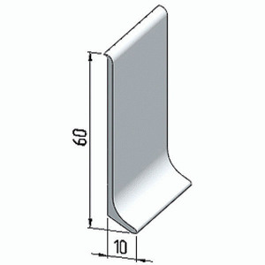 Плинтус алюминиевый, напольный, серебро матовое сатинированное 60x10x3000