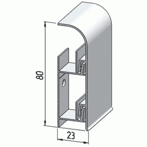 Плинтус алюминиевый, напольный,  80x22x3000