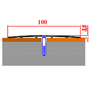 Порожек 100мм широкий напольный алюминиевый с отверстиями Новосел, орех