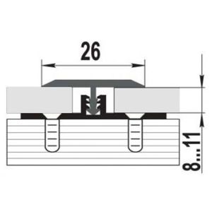 Т-образный порожек алюминий ламинированный для пола SMR 2,5м х 26мм Ель 17