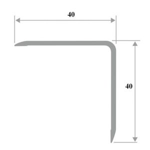 Уголок алюминиевый декоративный, крепление на клей, 40х40 матовый серебро